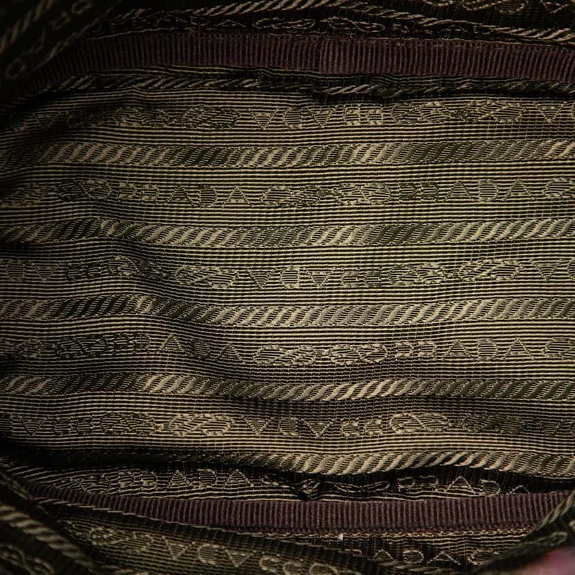 Prada Tessuto Geometric Print Drawstring Pouch Brown Very good condition - Model View