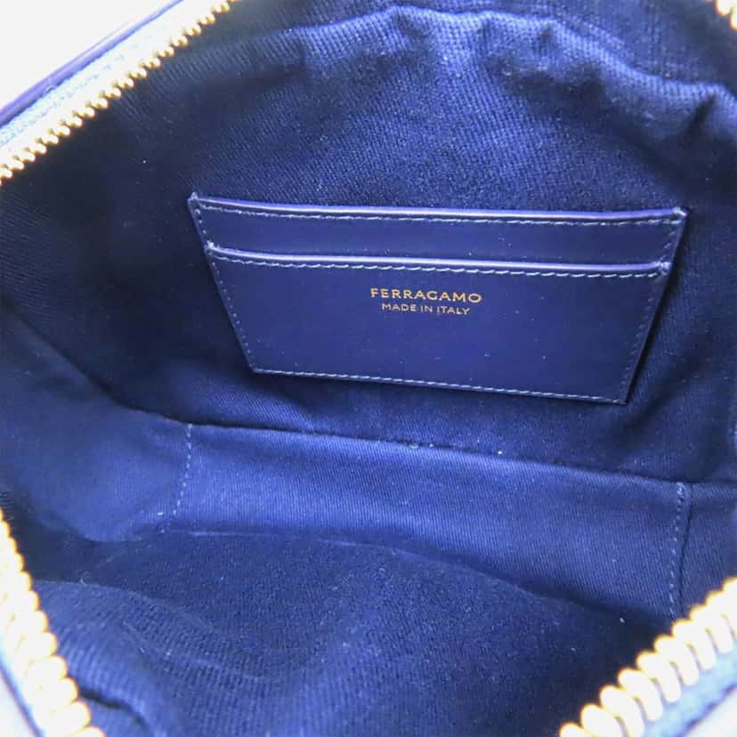 Ferragamo Leather Gancini Buckle Crossbody Blue Leather Very good condition - Inside View