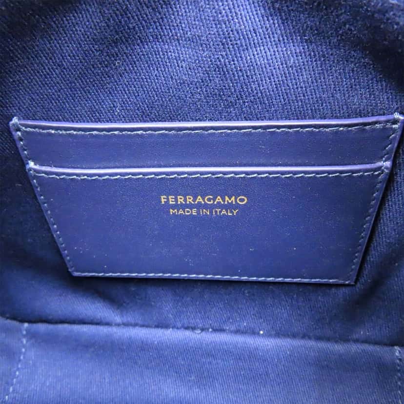Ferragamo Leather Gancini Buckle Crossbody Blue Leather Very good condition - Model View