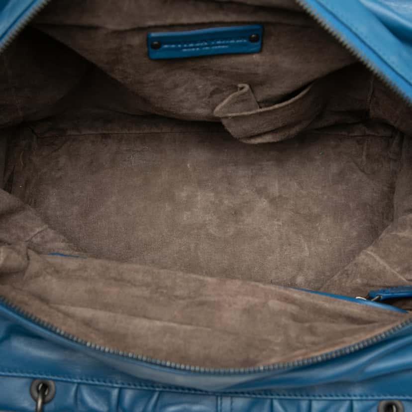 Bottega Veneta Nappa Intrecciato Trimmed Handbag Blue Leather Very good condition - Model View