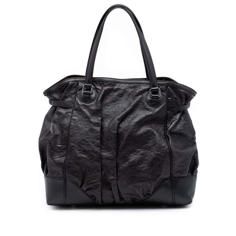 Gucci Embossed Leather Horsebit Full Moon Tote Brown Leather Very good condition - Front View