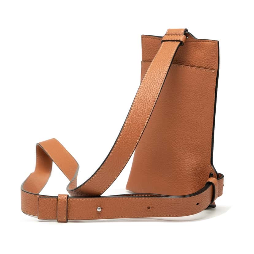 LOEWE Soft Grained Calfskin Vertical T Pocket Crossbody Brown Leather Very good condition - Back View