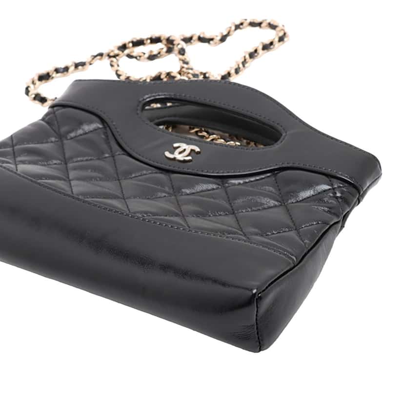 Chanel Nano Quilted Glazed Calfskin 31 Shopping Bag Black Leather Very good condition - Model View