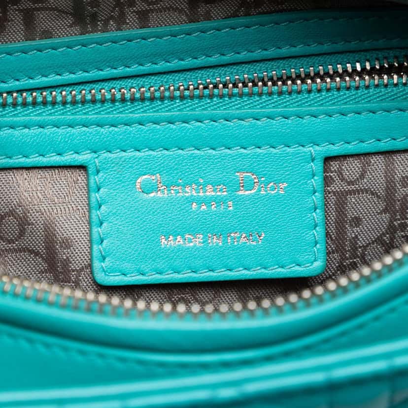 Dior Medium Lambskin Cannage Lady Dior Blue Leather Very good condition - Box View