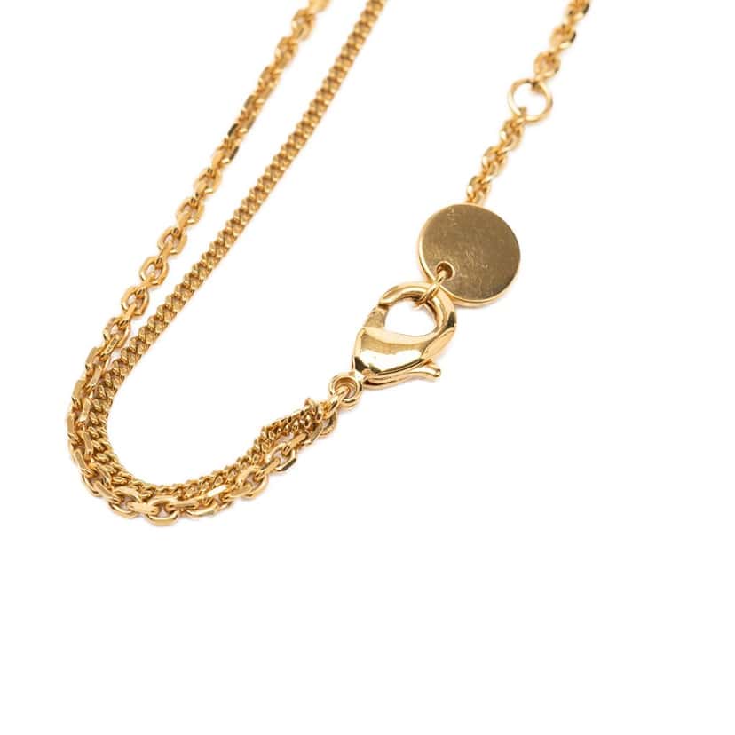 Dior Gold Plated CD Logo and Strass Double Chain Pendant Necklace Gold Metal Very good condition - Inside View