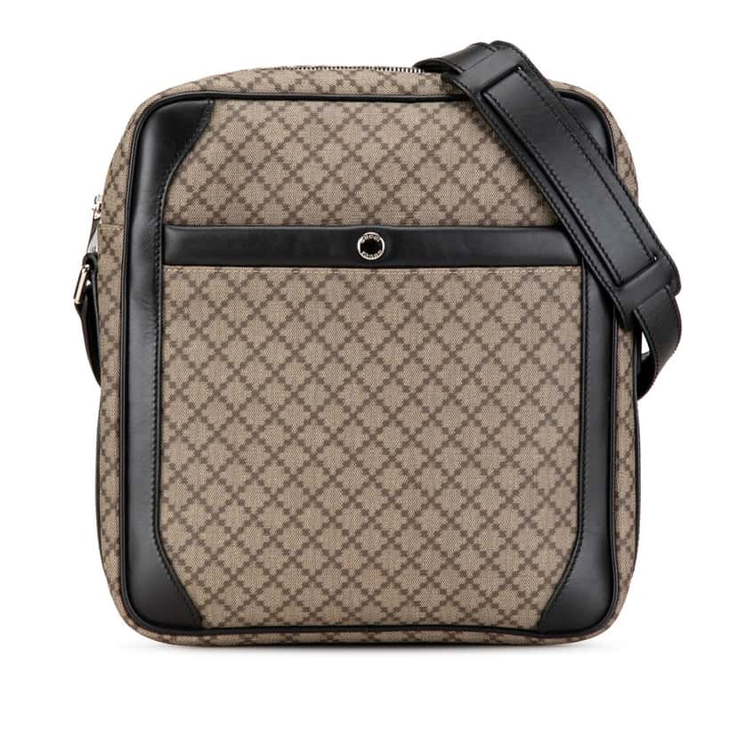 Gucci Diamante Coated Canvas Zip Crossbody Beige Very good condition - Front View