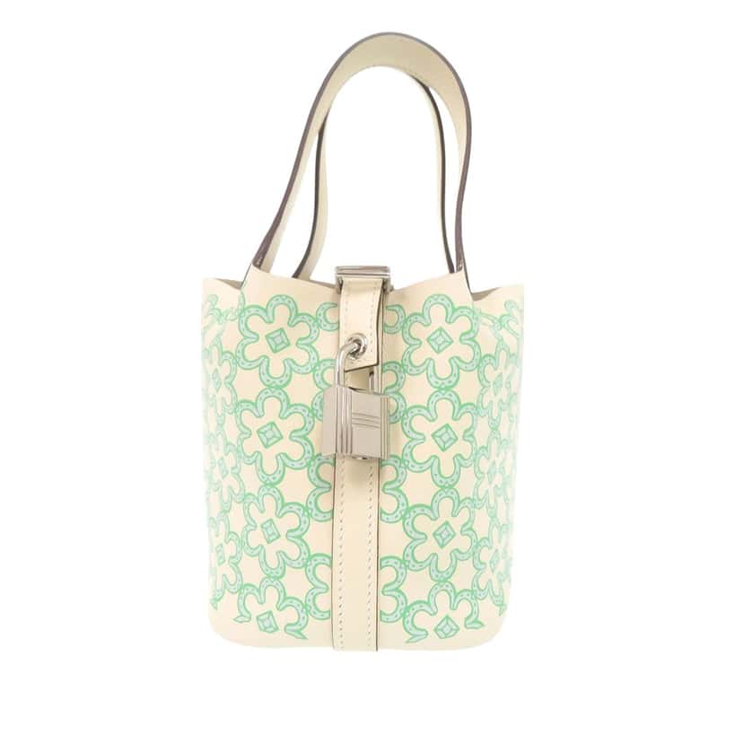 Hermès Micro Swift Lucky Daisy Picotin Lock 14 White Leather Very good condition - Front View