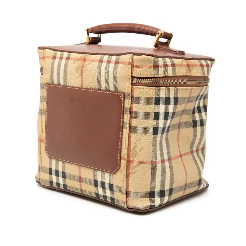 Burberry Haymarket Check Coated Canvas Vanity Bag Beige Very good condition - Back View