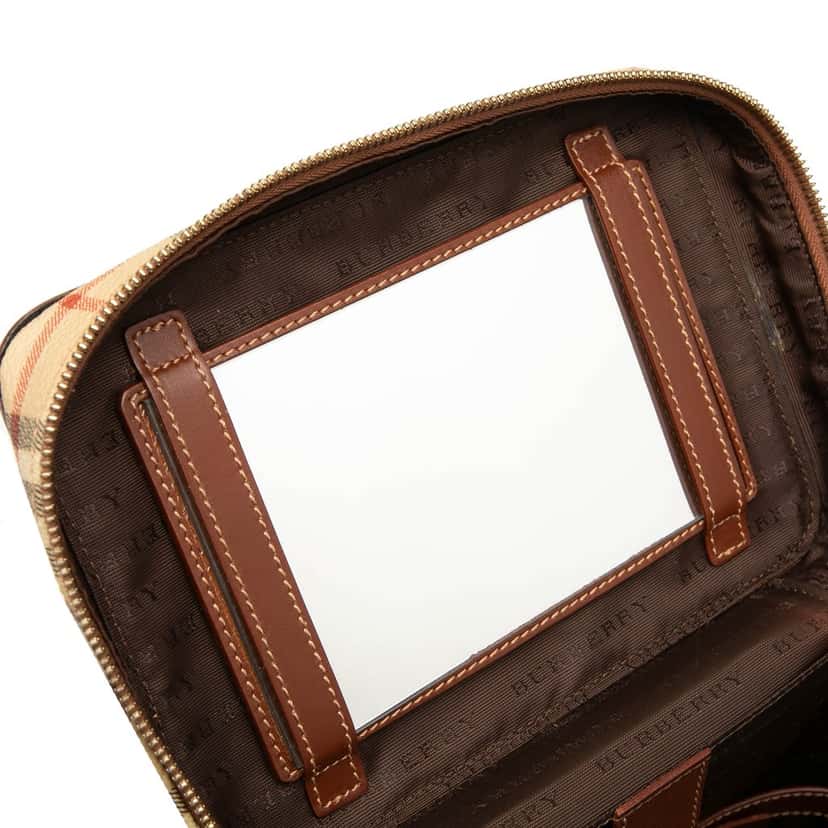 Burberry Haymarket Check Coated Canvas Vanity Bag Beige Very good condition - Box View