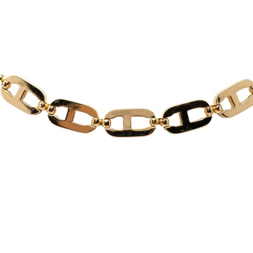 Dior Gold Plated Strass CD Logo Choker Necklace Gold Metal Very good condition - Back View