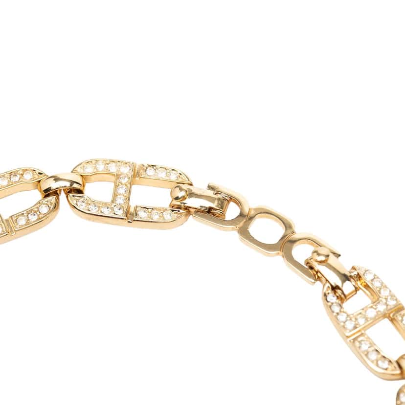 Dior Gold Plated Strass CD Logo Choker Necklace Gold Metal Very good condition - Model View