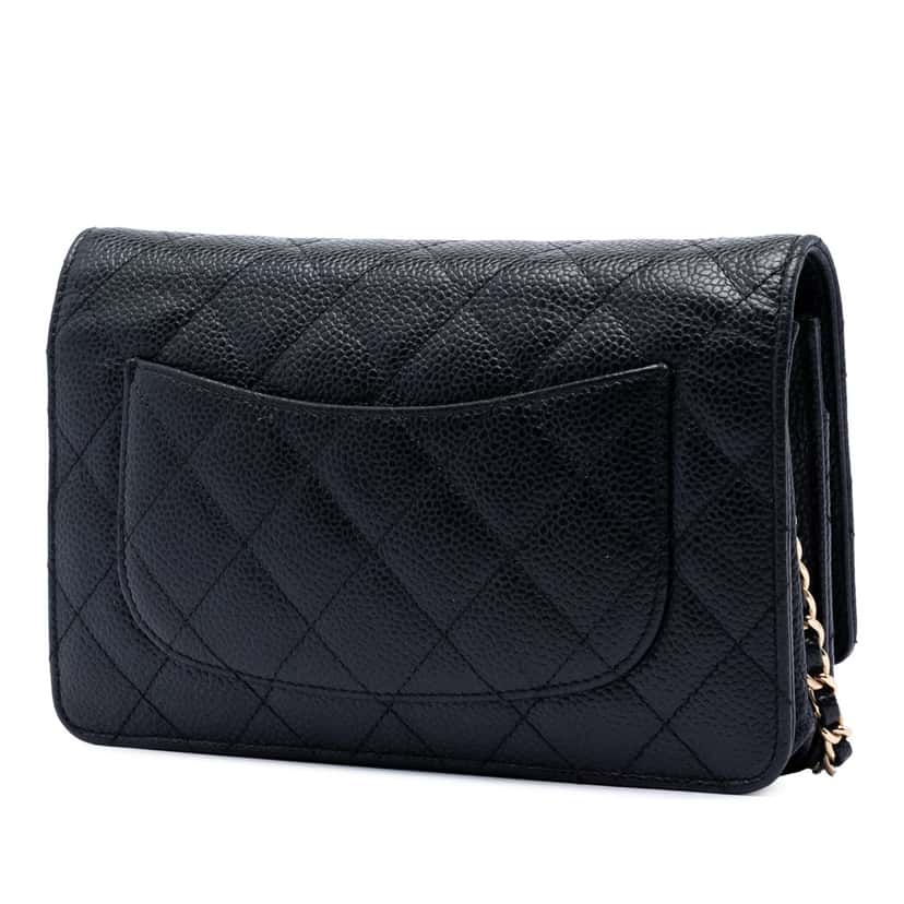 Chanel CC Quilted Caviar Wallet on Chain Black Leather Very good condition - Back View