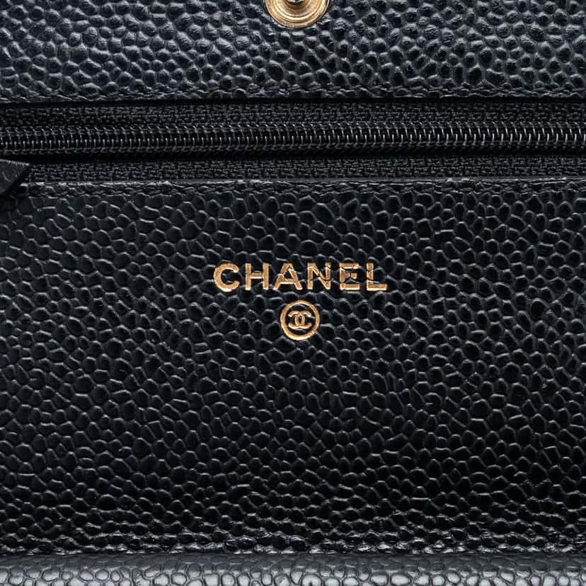 Chanel CC Quilted Caviar Wallet on Chain Black Leather Very good condition - Box View