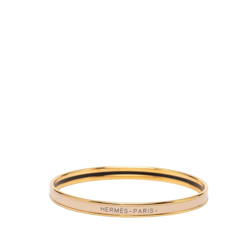 Hermès Extra Narrow Enamel Uni Bangle 65 Beige Very good condition - Front View