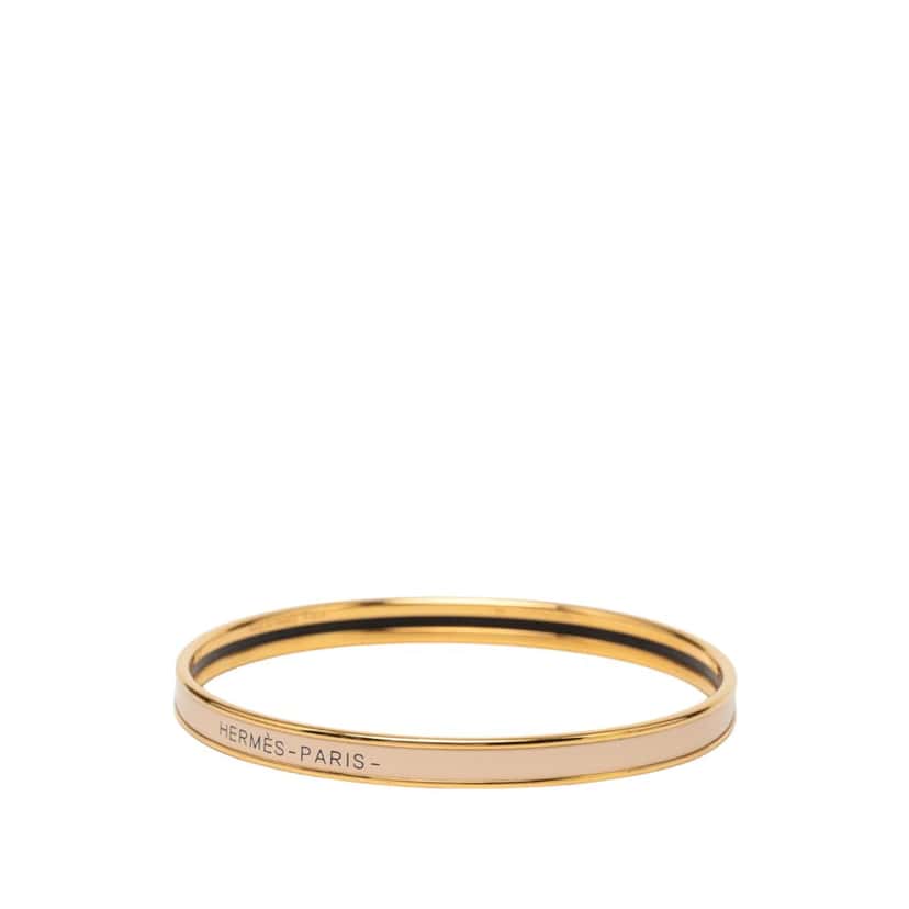 Hermès Extra Narrow Enamel Uni Bangle 65 Beige Very good condition - Back View
