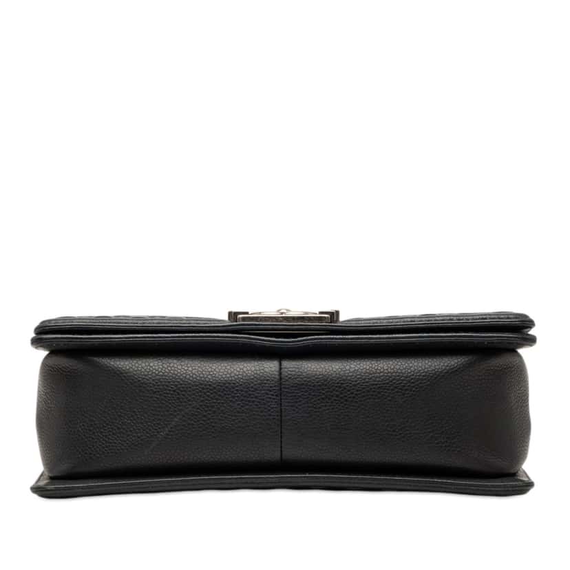 Chanel Medium Caviar Stitched Boy Flap Black Leather Very good condition - Inside View