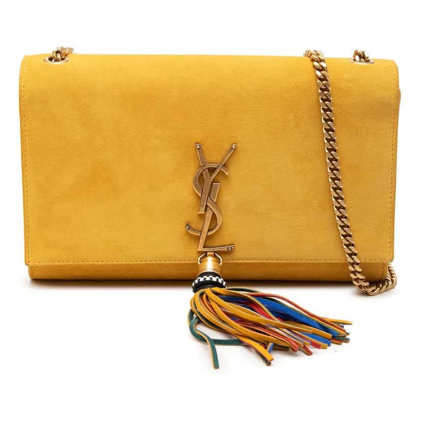 Saint Laurent Medium Suede Monogram Kate Tassel Crossbody Yellow Leather Very good condition - Front View