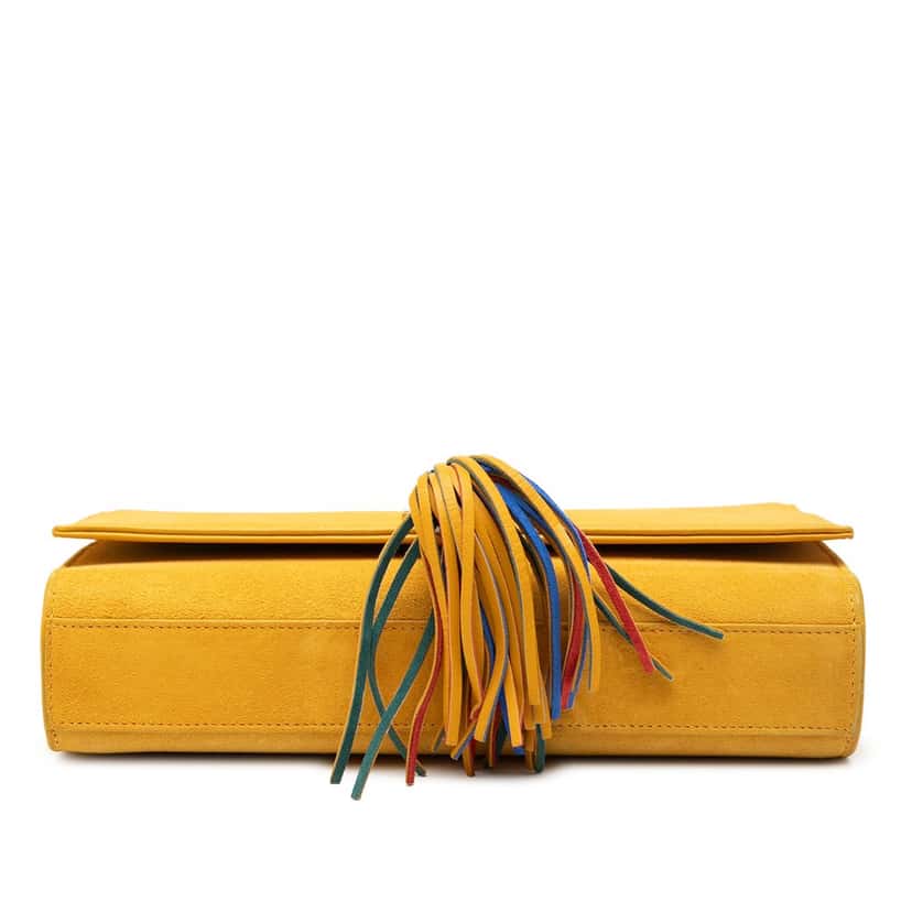 Saint Laurent Medium Suede Monogram Kate Tassel Crossbody Yellow Leather Very good condition - Inside View