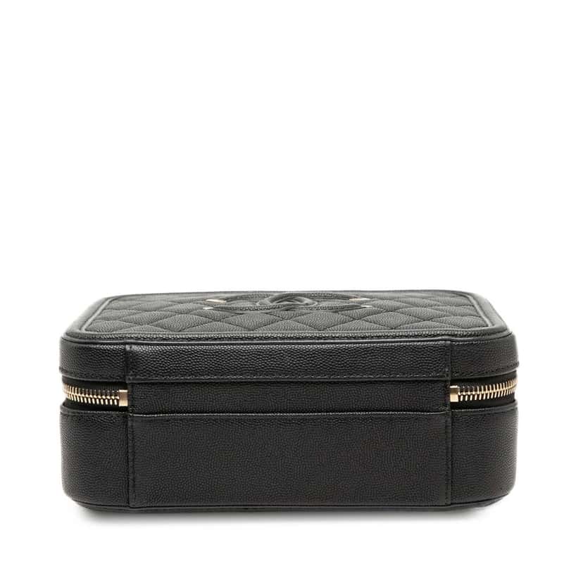 Chanel Medium Caviar CC Filigree Vanity Case Black Leather Very good condition - Inside View