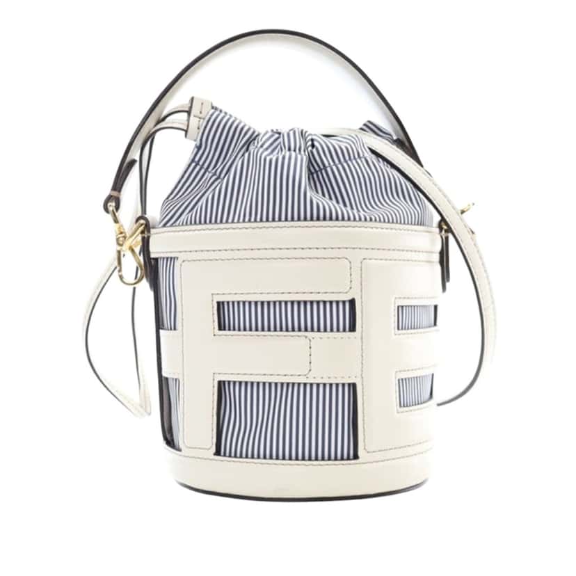 Fendi Mini Leather and Canvas Logo Step Out Bag White Leather Very good condition - Back View