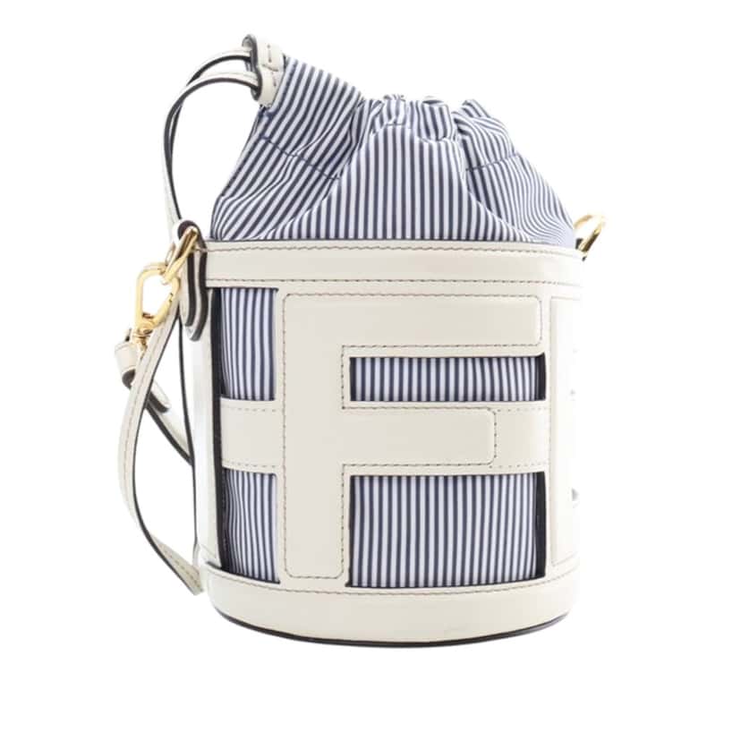 Fendi Mini Leather and Canvas Logo Step Out Bag White Leather Very good condition - Inside View