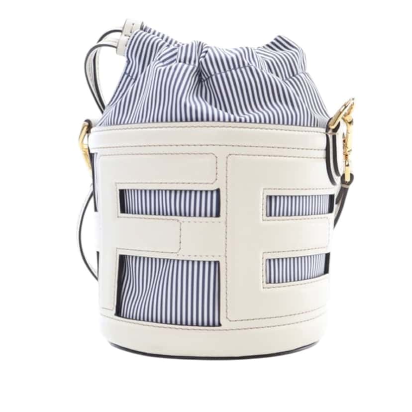 Fendi Mini Leather and Canvas Logo Step Out Bag White Leather Very good condition - Model View