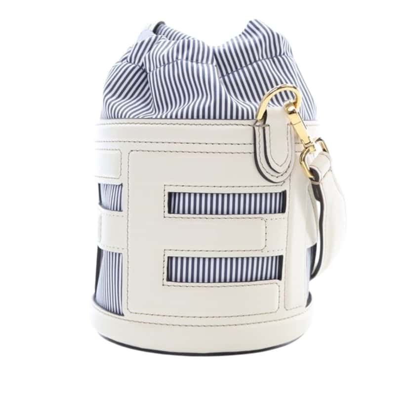 Fendi Mini Leather and Canvas Logo Step Out Bag White Leather Very good condition - Box View