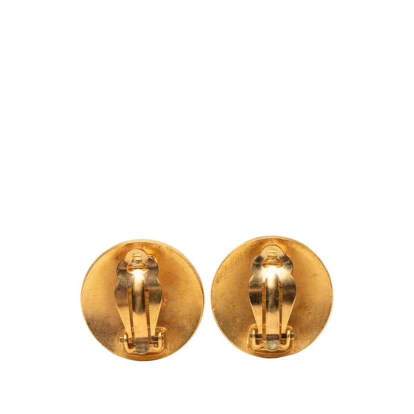 Chanel CC Gold Plated Round Clip On Earrings Gold Metal Very good condition - Back View