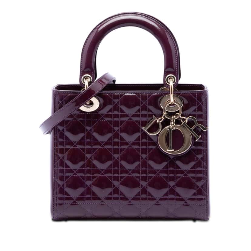 Dior Medium Patent Cannage Lady Dior Purple Leather Very good condition - Front View