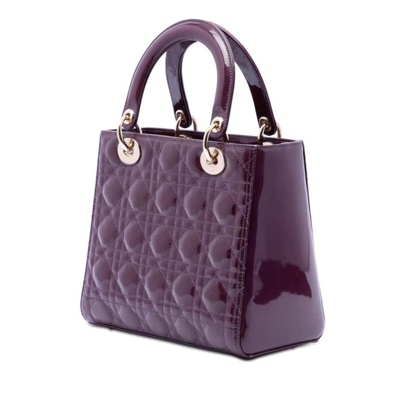 Dior Medium Patent Cannage Lady Dior Purple Leather Very good condition - Back View