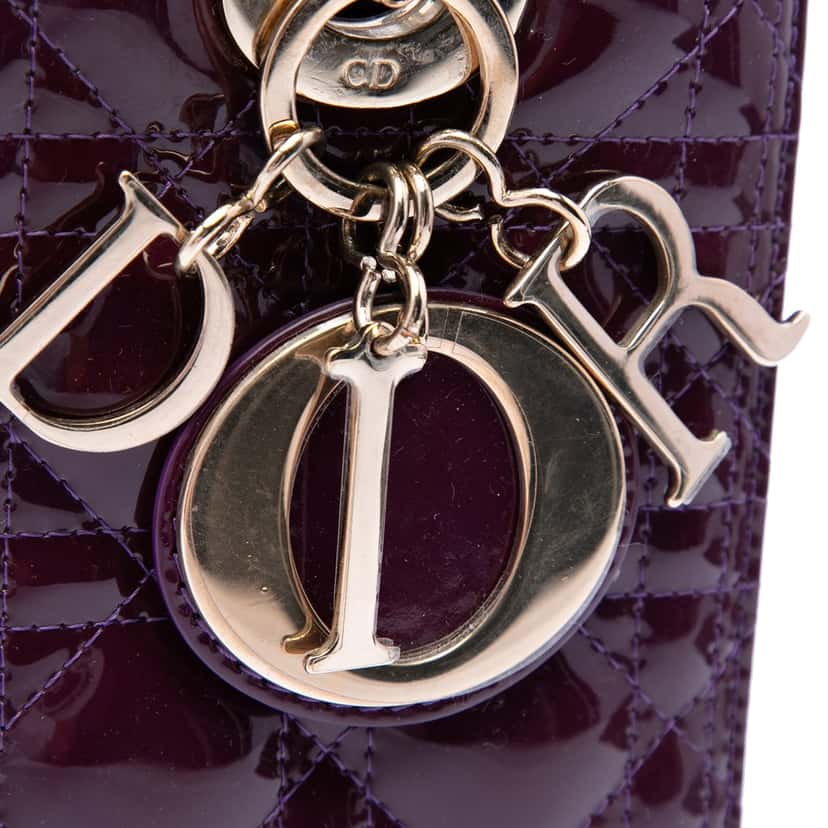 Dior Medium Patent Cannage Lady Dior Purple Leather Very good condition - Box View