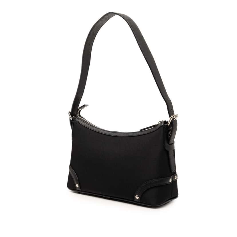 Burberry Nova Check Trimmed Canvas Shoulder Bag Black Very good condition - Back View