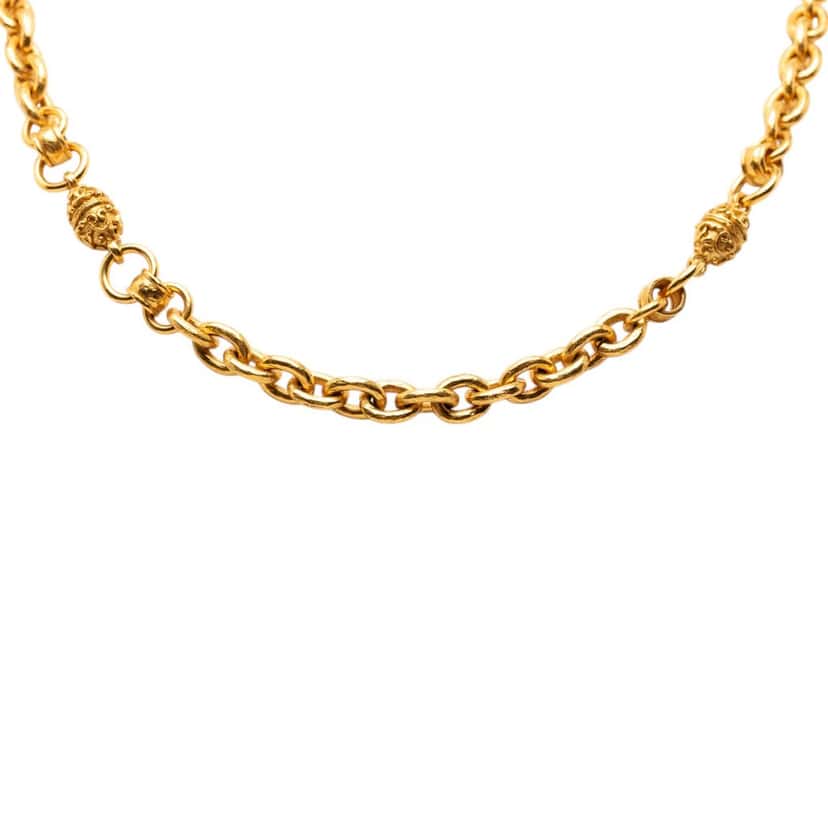 Chanel CC Gold Plated Chain Link Necklace Gold Metal Very good condition - Front View