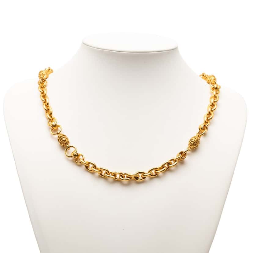 Chanel CC Gold Plated Chain Link Necklace Gold Metal Very good condition - Box View