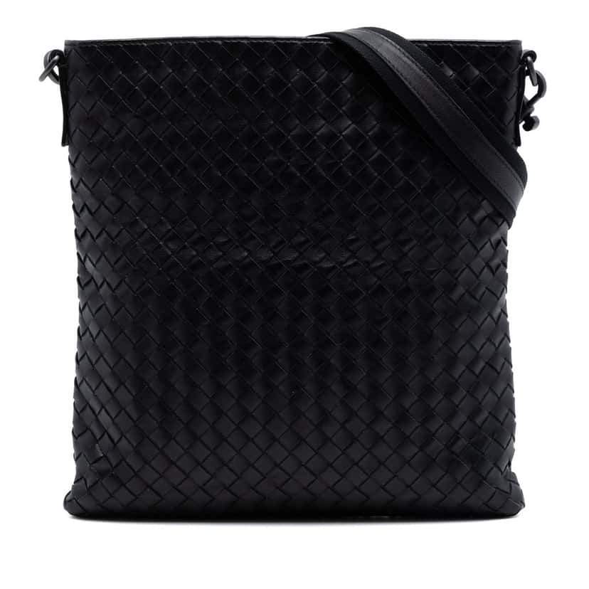 Bottega Veneta Nappa Intrecciato VN Crossbody Black Leather Very good condition - Front View