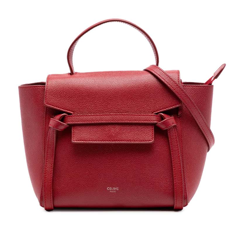 Celine Nano Grained Calfskin Belt Bag Red Leather Very good condition - Front View