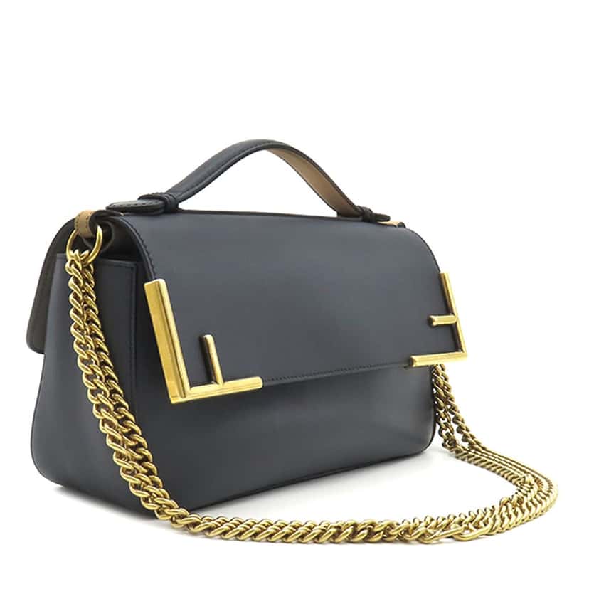 Fendi Bicolor Leather Double F Baguette Satchel Blue Leather Very good condition - Back View