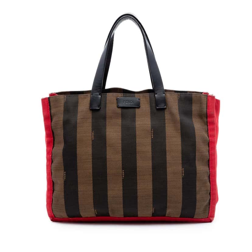 Fendi Pequin Canvas Simply Shopping Tote Brown Very good condition - Front View