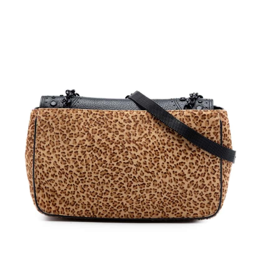 Bottega Veneta Pony Hair Leopard Print Shoulder Bag Brown Very good condition - Front View