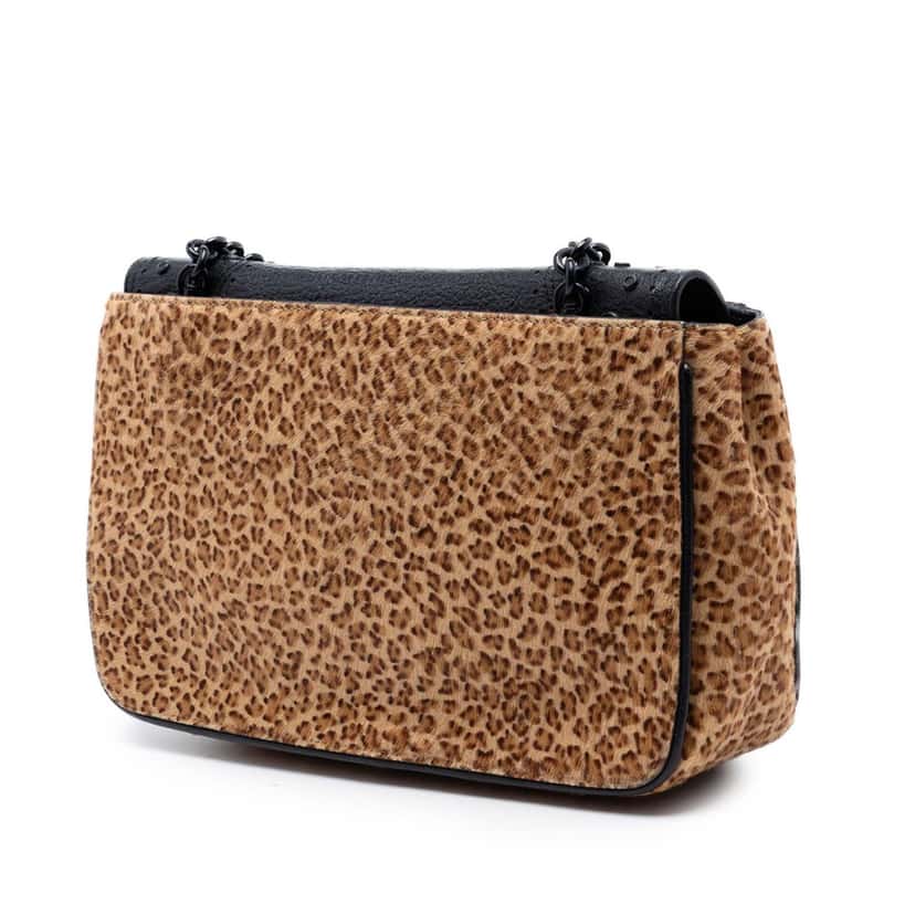 Bottega Veneta Pony Hair Leopard Print Shoulder Bag Brown Very good condition - Back View