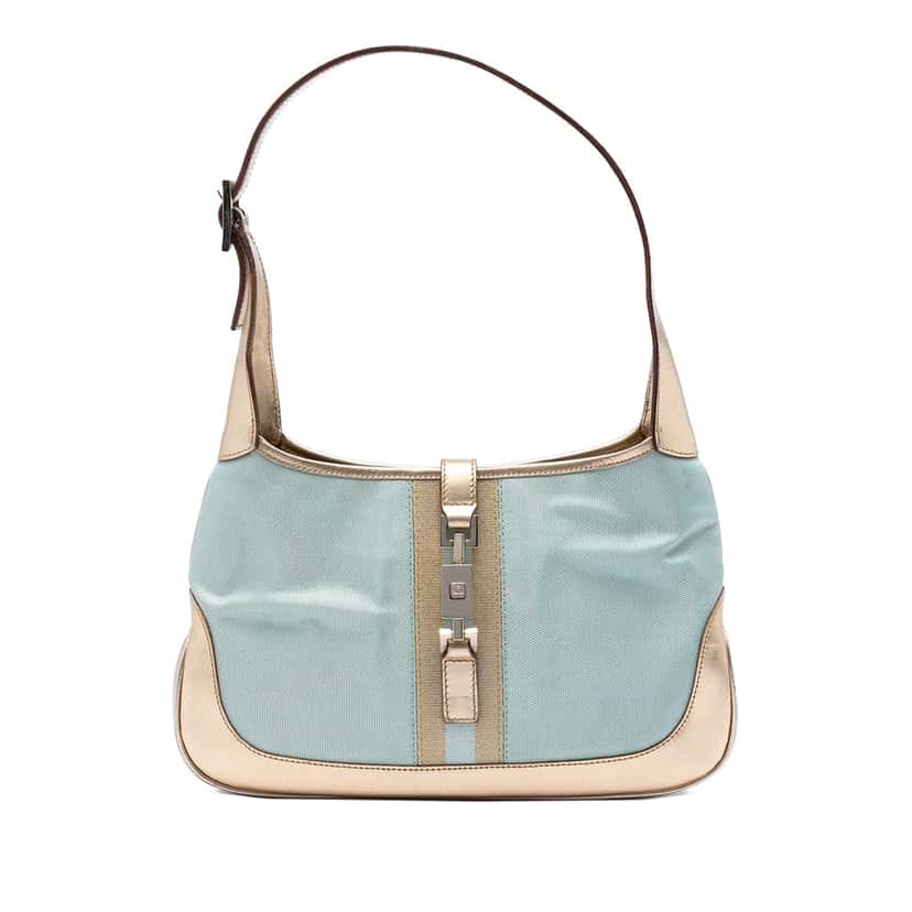 Gucci Canvas Web Jackie Shoulder Bag Green Very good condition - Front View