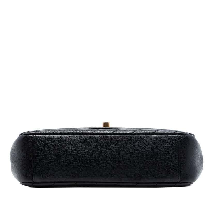 Chanel Small CC Diagonal Quilted Goatskin Flap Black Leather Very good condition - Inside View