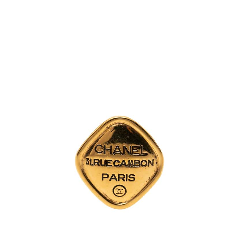 Chanel Gold Plated 31 Rue Cambon Diamond Brooch Gold Metal Very good condition - Front View