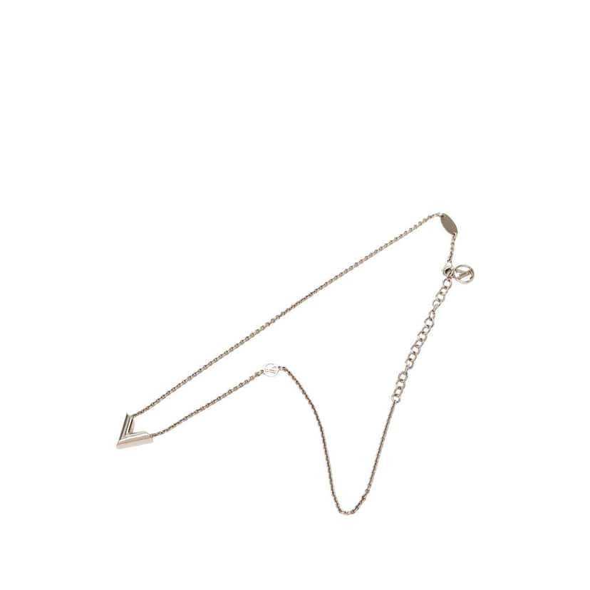 Louis Vuitton Brass Essential V Supple Necklace Silver Metal Very good condition - Front View