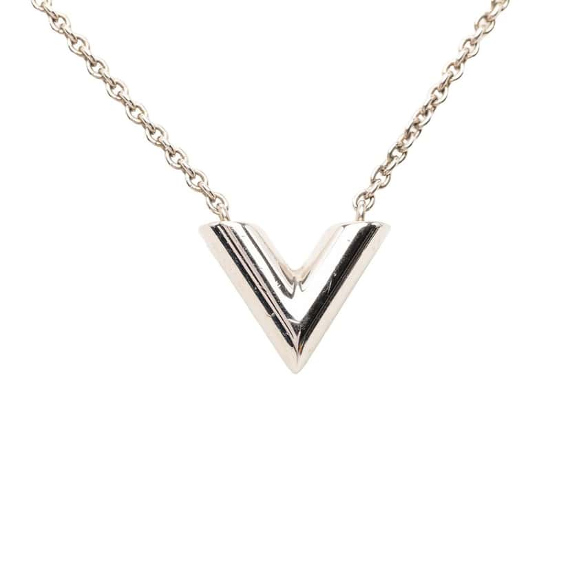 Louis Vuitton Brass Essential V Supple Necklace Silver Metal Very good condition - Inside View