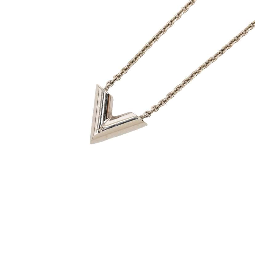 Louis Vuitton Brass Essential V Supple Necklace Silver Metal Very good condition - Model View