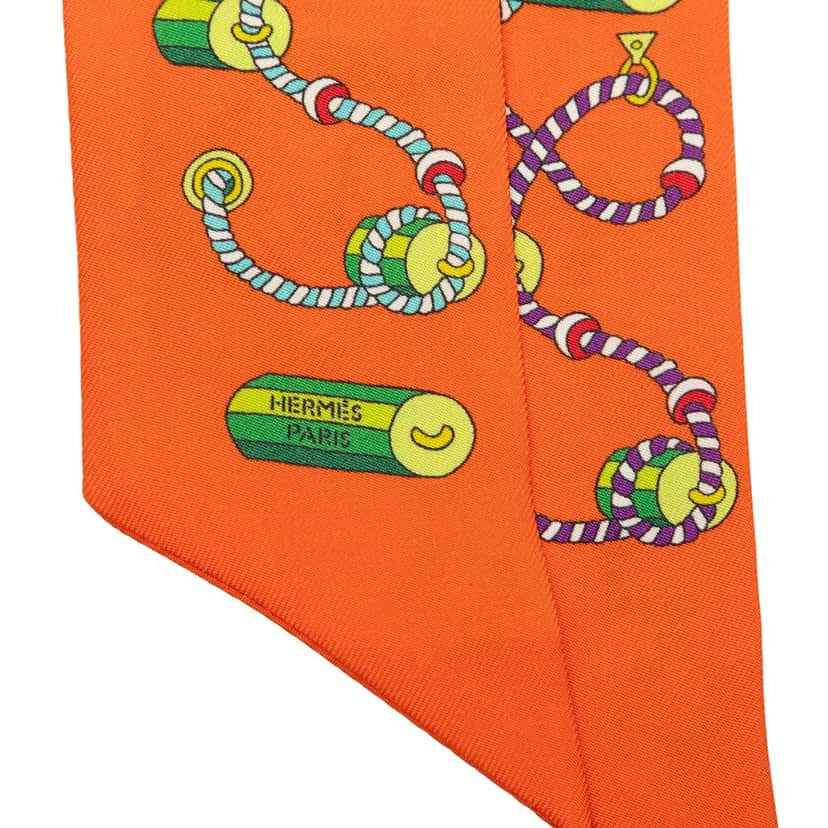 Hermès Cordages Silk Twilly Scarf Orange Very good condition - Inside View