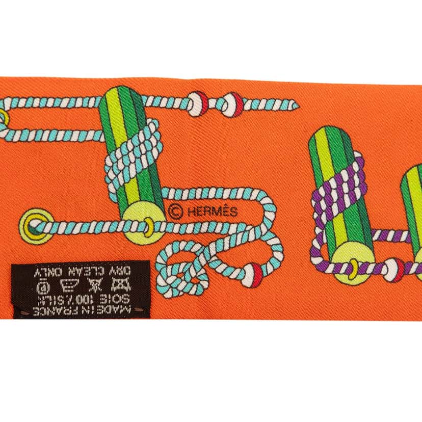 Hermès Cordages Silk Twilly Scarf Orange Very good condition - Box View
