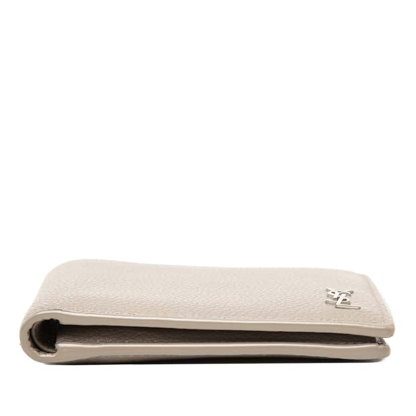 Saint Laurent Grained Leather Tiny Cassandre Bifold Wallet Beige Leather Very good condition - Inside View