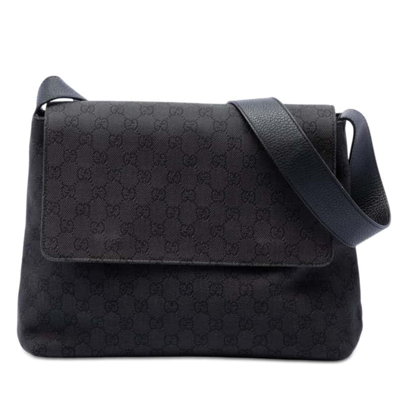 Gucci GG Denim Messenger Bag Black Very good condition - Front View